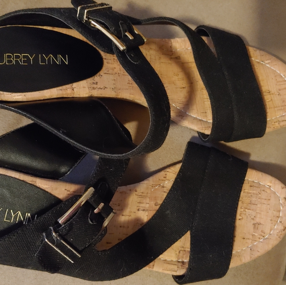 Black wedge sandals
